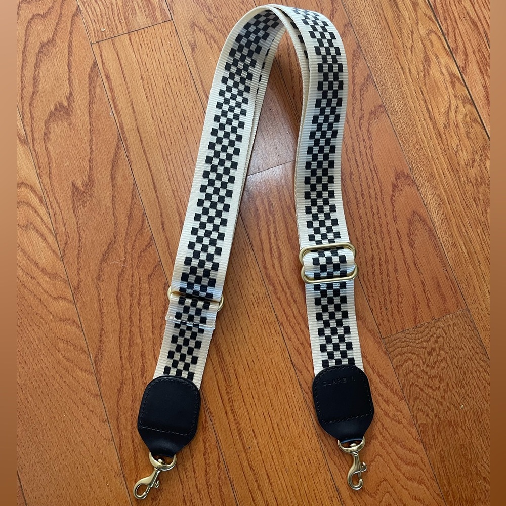 Clare V Checkered Adjustable Crossbody Strap
